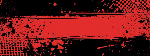 Aufkleber - Red grunge banner on black background.