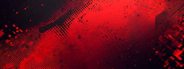 Poster - Abstract red and black pixelated background.