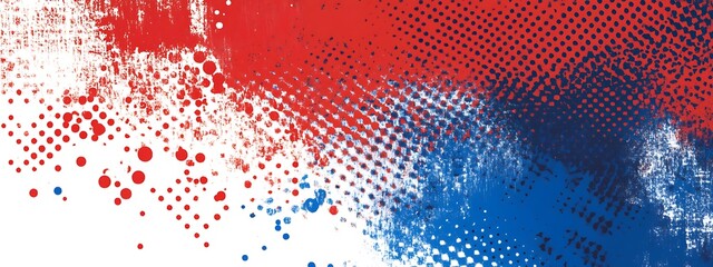 Poster - Red, white, and blue abstract dotted background.