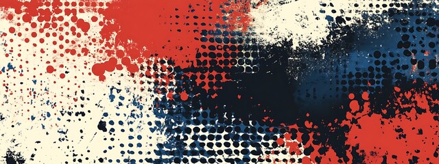 Poster - Abstract red, white, and blue splattered background.