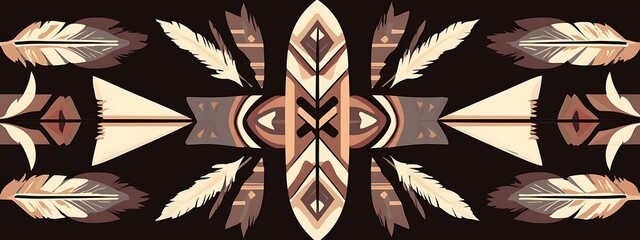 Poster - Native American pattern with feathers.