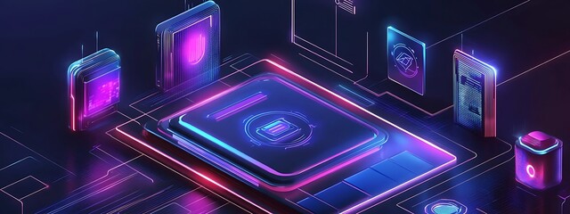 Poster - Futuristic digital security system.