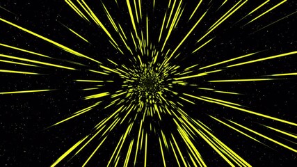 Wall Mural - Radiant yellow neon lights coming towards smoothly. 4k motion background at 60fps.