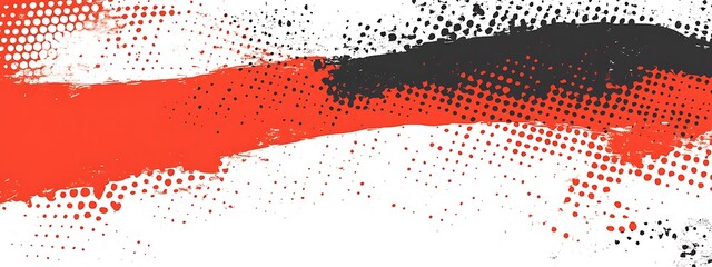 Poster - Abstract red, black, white grunge halftone background.