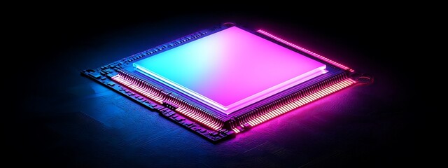 Aufkleber - Glowing CPU on dark background.