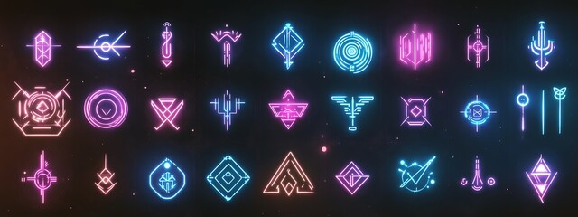 Poster - Neon glowing futuristic HUD elements.