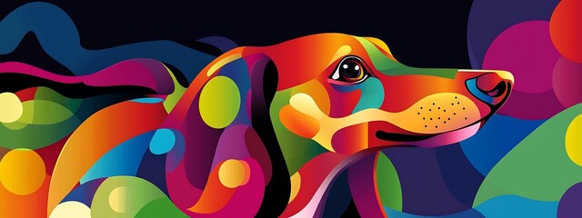 Canvas Print - Colorful abstract dog portrait. (1)