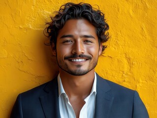 Confident businessman with a suit and a smile in a studio background, He looking at the camera