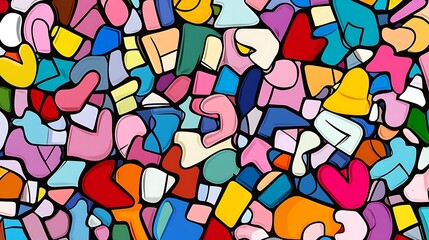 Poster - Colorful abstract doodle pattern background. (5)
