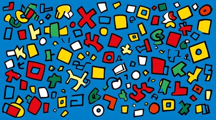 Aufkleber - Colorful abstract shapes on blue background.