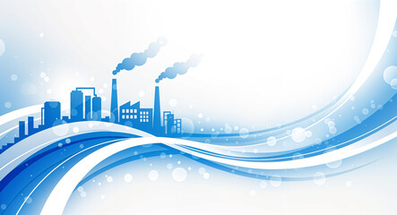 Poster -  abstract background with silhouettes of construction industry, with empty space for text. Generative AI