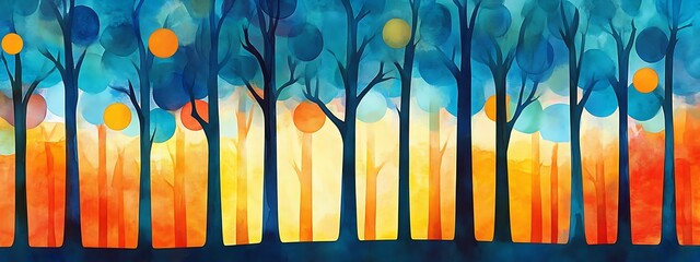 Poster - Colorful abstract forest landscape.