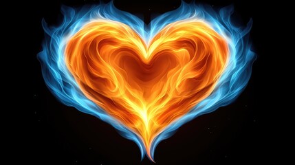 Poster - Fiery heart symbolizing passion and love digital artwork vibrant colors abstract design heartfelt concept