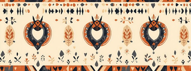 Poster - Seamless ethnic pattern with folk motifs.