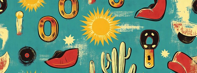 Poster - Retro Americana seamless pattern.