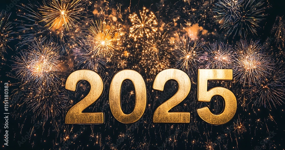 New Year's Eve celebration banner with golden clock and fireworks ...
