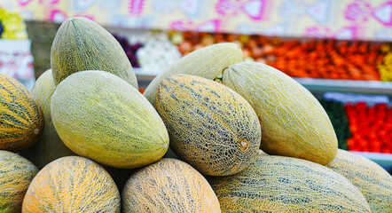 Wall Mural - A bunch of big yellow melons