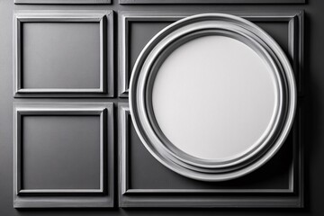 Elegant Gray Wall Paneling with Decorative Frame