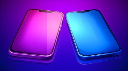 Poster - vibrant smartphone display comparison digital showcase technology creative environment close-up view
