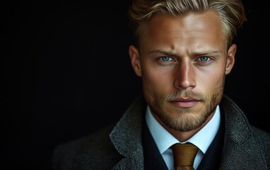 Confident businessman with a suit and a smile in a studio background, He looking at the camera