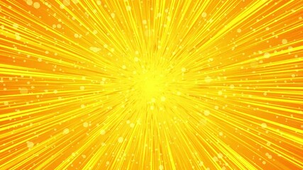 Wall Mural - Wavy yellow radial lines and particles approaching at very high speed. Looping 4k video background at 60fps.