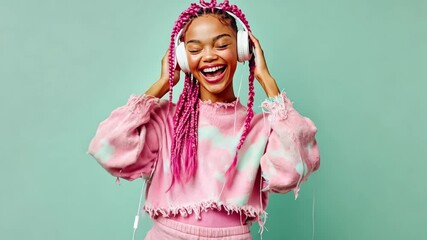 Wall Mural - The Woman with Pink Braids