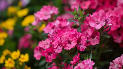 Wall Mural - Vibrant Pink Flowers in Full Bloom: A Close-Up of Delicate Petals