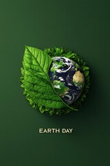 Wall Mural - Sustainable Earth Day with Leaf Globe and Environmental Concept