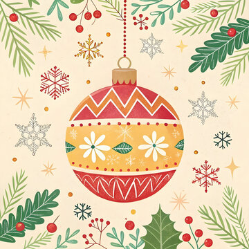 nice christmas card with ornament