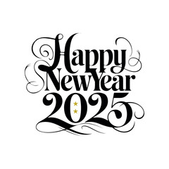 Leinwandbilder - happy new year 2025 typography calligraphy typescript hand drawn letterings text t-shirt vector design