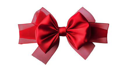 Red ribbon with bow isolated on on white and 