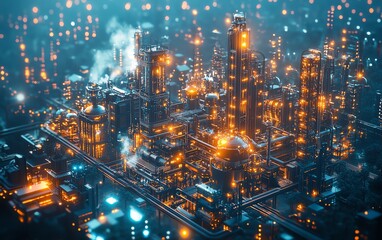 Poster - A vibrant, detailed scene of a vast network linking people and machines, showcasing innovation and the power of connectivity