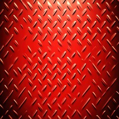 Poster - Close-up of shiny red diamond plate metal, showcasing its textured surface with a vibrant metallic finish.