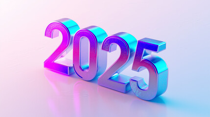Wall Mural - Isometric '2025' in vibrant blue and purple tones, offering a modern and futuristic look for New Year concepts and creative visuals
