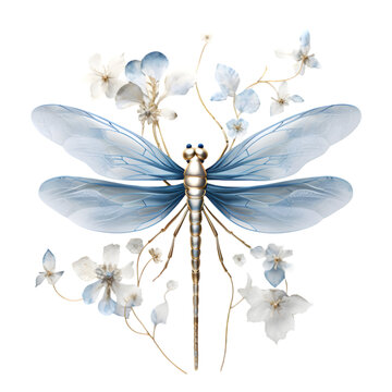 Dragonfly Elegance Unveiled on white background
