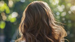 © Atmospheric stock - Sunlit brunette hair with natural waves in outdoor setting