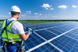 © mutter - A technician sets up solar panels, embodying the idea of green energy.
