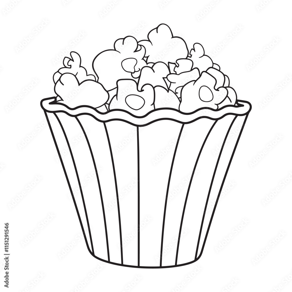 popcorn coloring page vector illustration Stock Vector | Adobe Stock