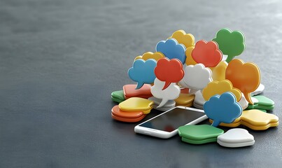 Poster - Stylized Illustration of Colorful Social Interaction Elements