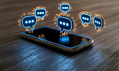 Poster - Stylized Illustration of Social Interaction Through Digital Messaging