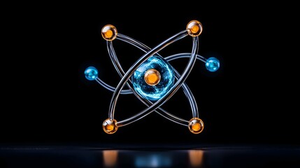 Poster - Detailed Visual Representation of an Atom with Electrons and Nucleus