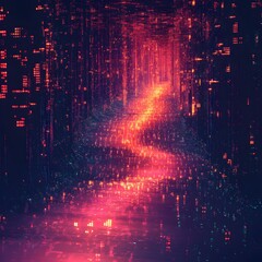Poster - Abstract Data Visualization with Digital Elements and Glowing Effects