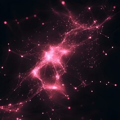 Poster - Abstract Data Connectivity Visualization with Vibrant Pink Effects