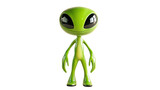 Friendly Alien: A charming and approachable green alien with large eyes and a friendly smile. This 3D rendering is perfect for science fiction, children's books, and fun, whimsical projects.  