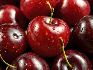 Fresh cherries photographed from a close distance