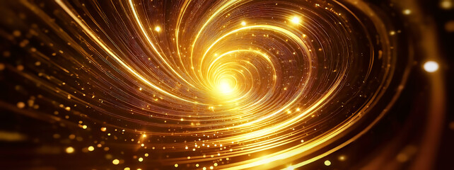 Aufkleber - Abstract background with golden lights and sparkles, 3d illustration