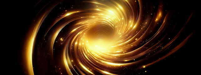 Aufkleber - Abstract gold spiral on black background.
