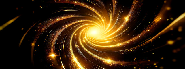 Aufkleber - Abstract background with golden luminous swirling. Elegant glowing spiral. Elegant glowing spiral.