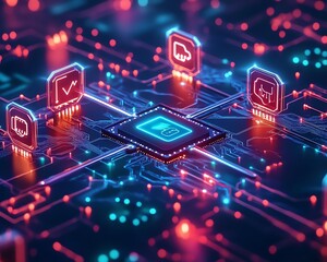 Poster - A digital IT security concept background featuring a secure network connection, cloud storage icons, and holographic encryption symbols, representing safe online spaces