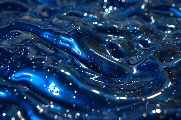 Poster - Wavy blue surface with sparkling stars creates a mesmerizing abstract background